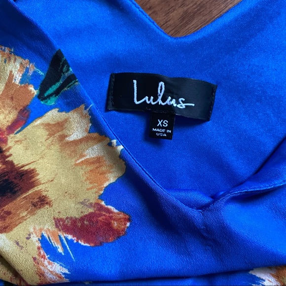 Lulus Blue Floral V Neck Mini Dress XS - Picture 6 of 9